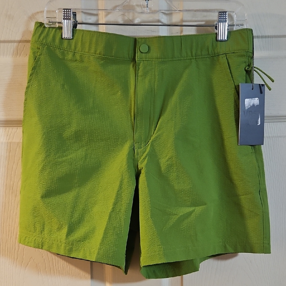 VRST Men's 6" Resort Short: Green Pulse Seersucker: NEW WITH TAGS: SIZE M